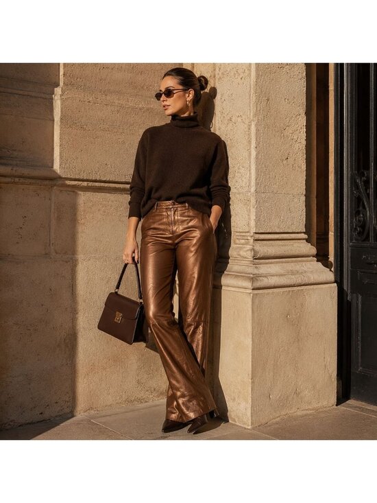 Laundry By Shelli Segal Pants - Vintage Laundry Shelli Segal Leather Pants Copper Bootcut 8 Buttery Soft Chic
